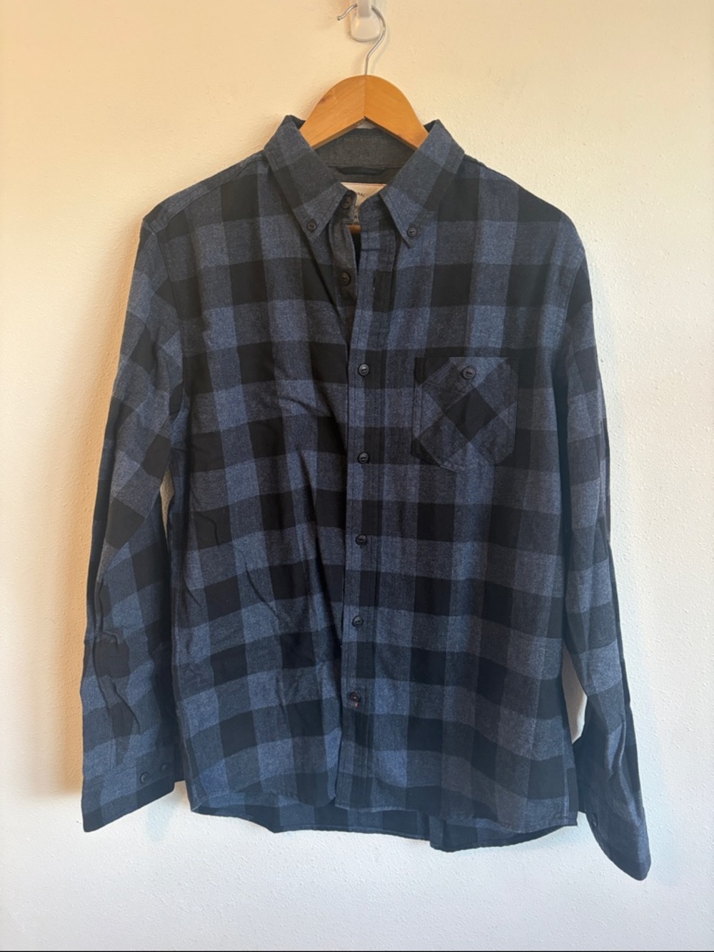 Original Weatherproof Vintage Shirt Flannel Medium Blue Black Plaid